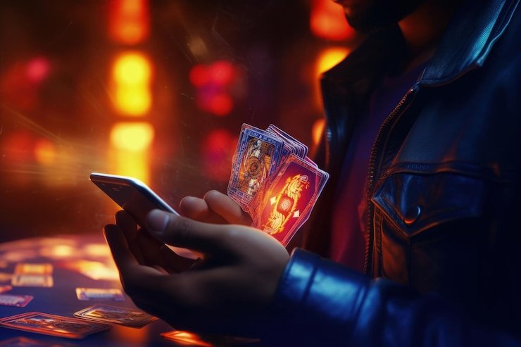 Dealer live blackjack di studio vio5000 sedang membagikan kartu kepada pemain